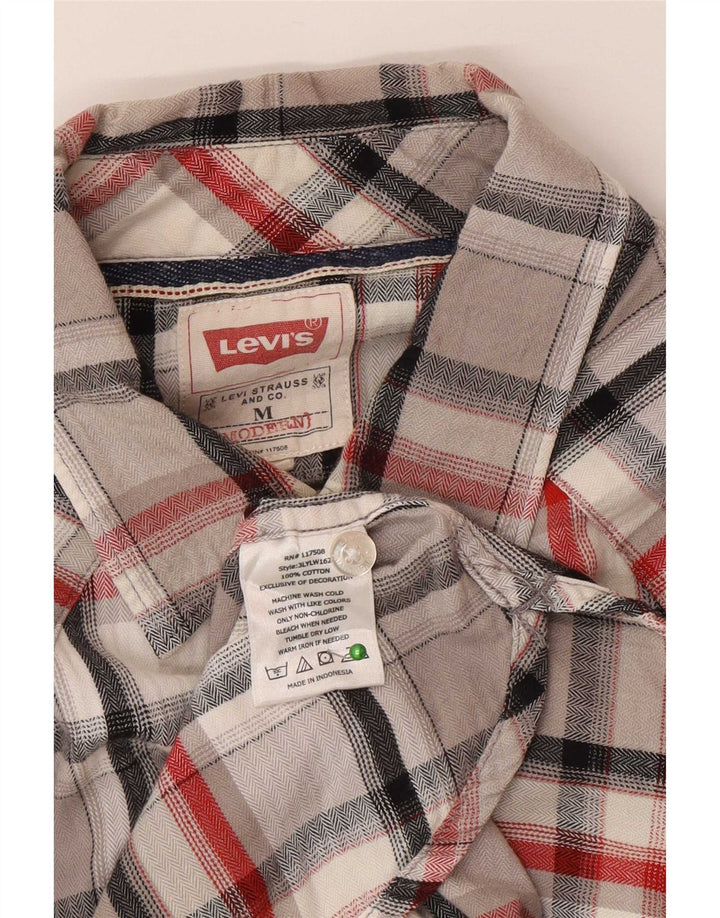 Levi's Mens Flannel Shirt Medium Grey Check Cotton