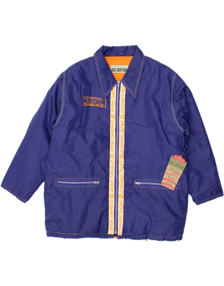 BASIC Boys Graphic Rain Jacket 13-14 Years Blue Nylon Vintage Basic and Second-Hand Basic from Messina Hembry 