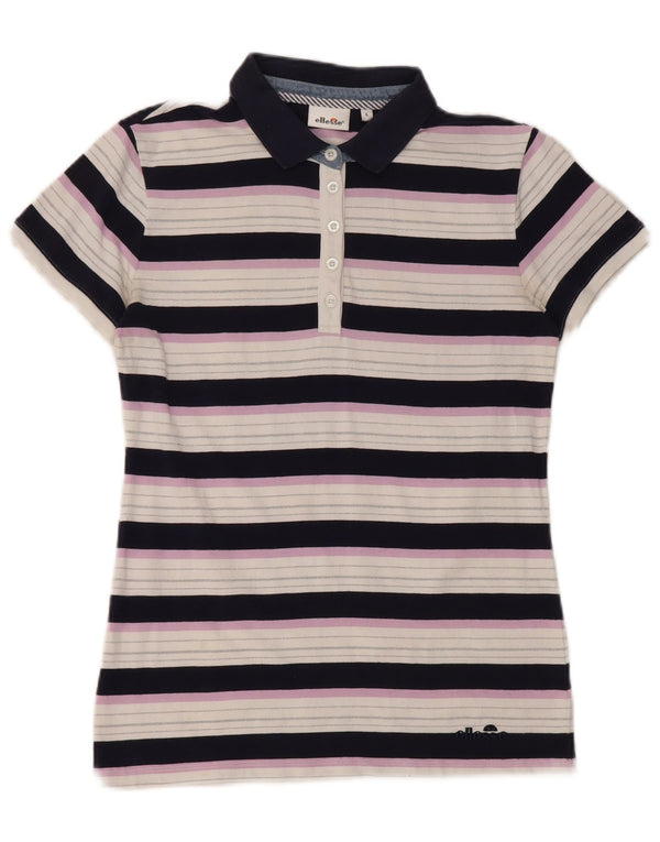 Ellesse Womens Short Sleeve Polo shirt UK 14 Large Multicoloured Striped