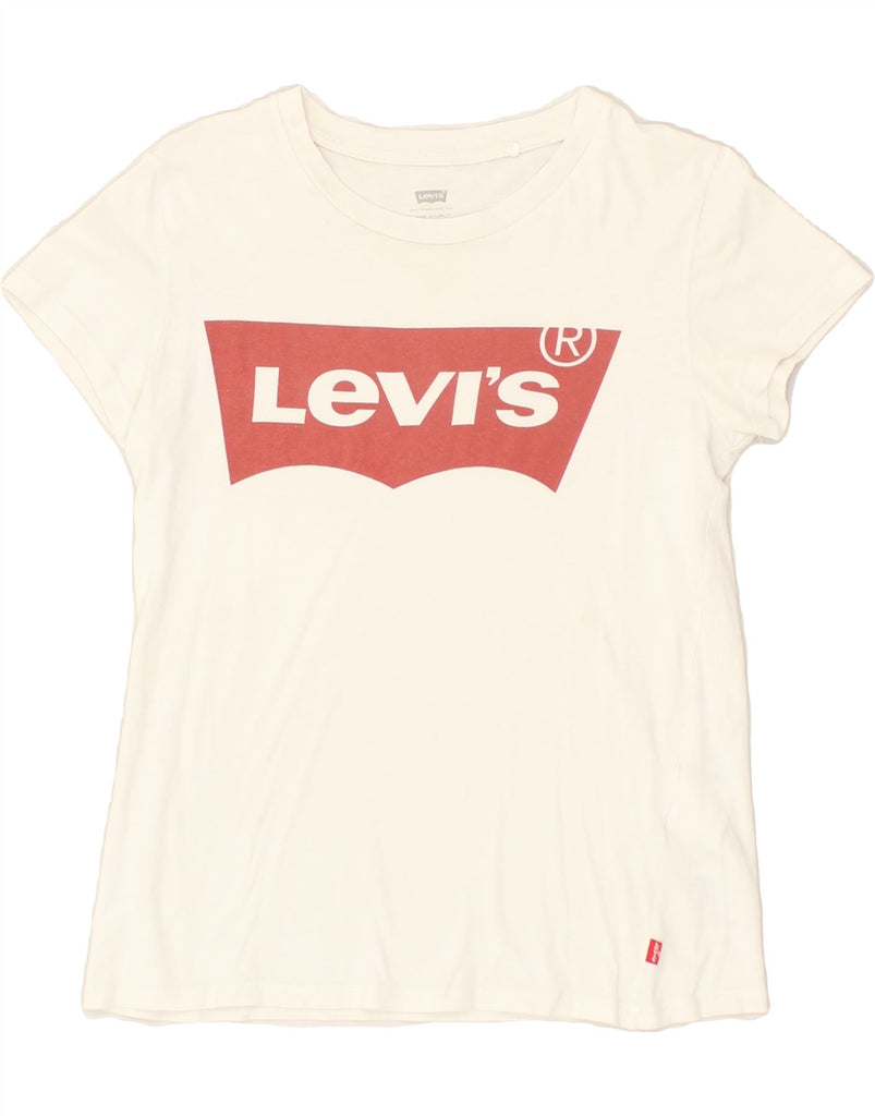 LEVI'S Womens Graphic T-Shirt Top UK 6 XS White Cotton | Vintage Levi's | Thrift | Second-Hand Levi's | Used Clothing | Messina Hembry 