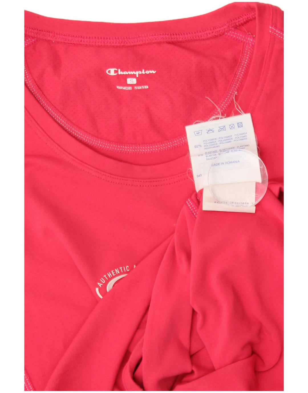 Champion Womens Crop Graphic T-Shirt Top UK 8 Small Pink Polyamide