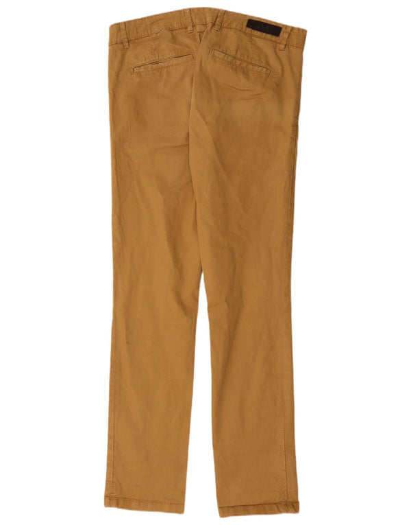 Zara Mens Straight Chino Trousers W32 L34 Brown Cotton