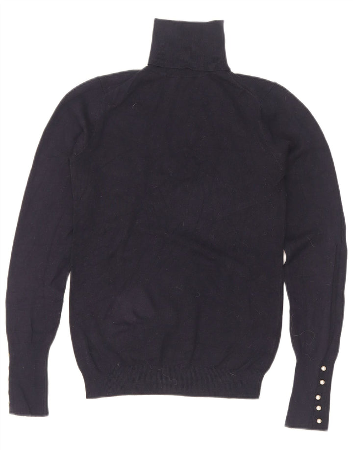 Zara Womens Roll Neck Jumper Sweater UK 8 Small Navy Blue