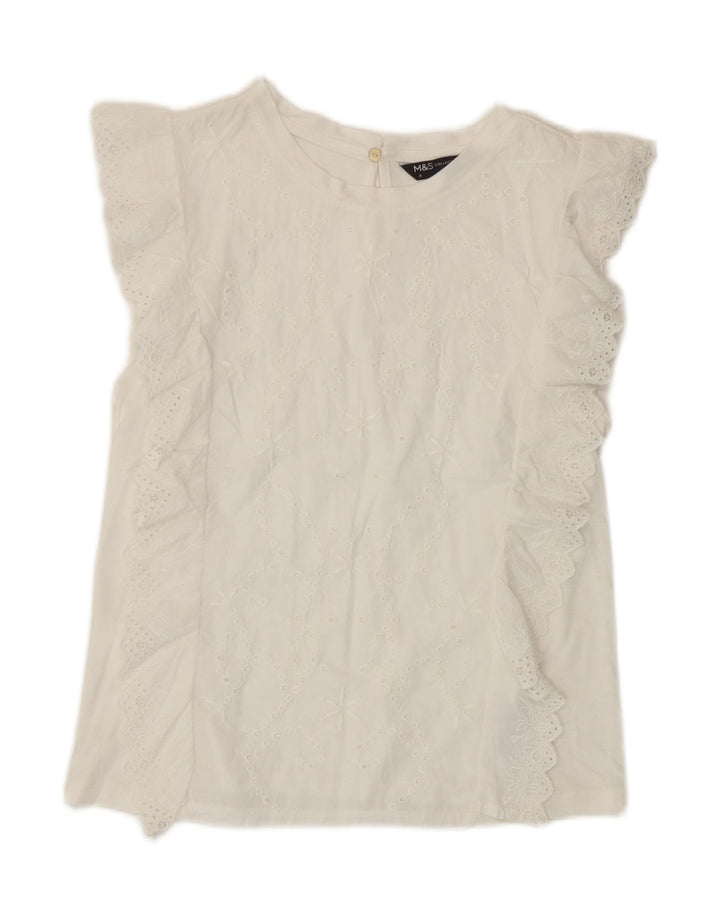 Marks & Spencer Womens Blouse Top UK 8 Small White Modal