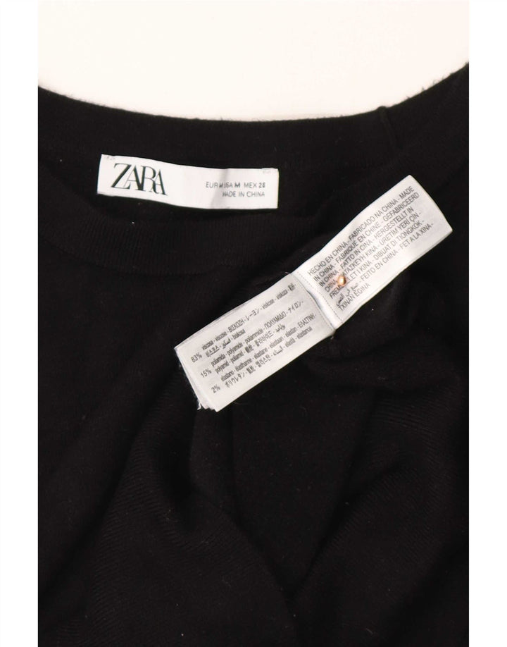 Zara Womens Boat Neck Jumper Sweater UK 14 Medium Black Viscose
