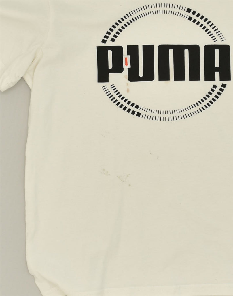 PUMA Boys Keeps you Dry Graphic T-Shirt Top 13-14 Years White Cotton | Vintage Puma | Thrift | Second-Hand Puma | Used Clothing | Messina Hembry 