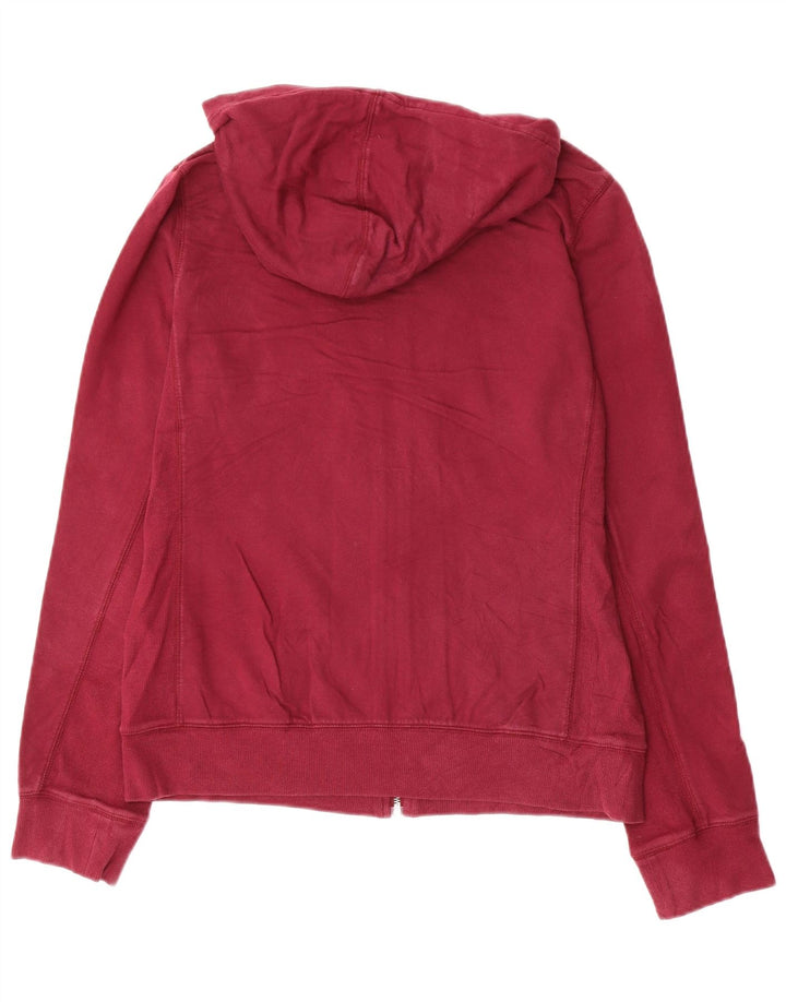 DKNY Womens Graphic Zip Hoodie Sweater UK 14 Large Burgundy Cotton