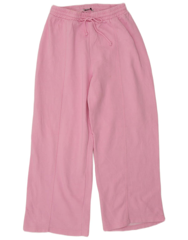 Zara Womens Wide Leg Tracksuit Trousers UK 14 Medium Pink Cotton