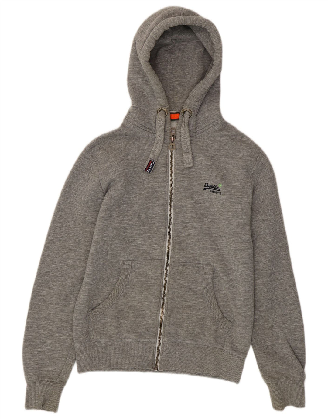 SUPERDRY Mens Zip Hoodie Sweater Medium Grey Flecked Cotton