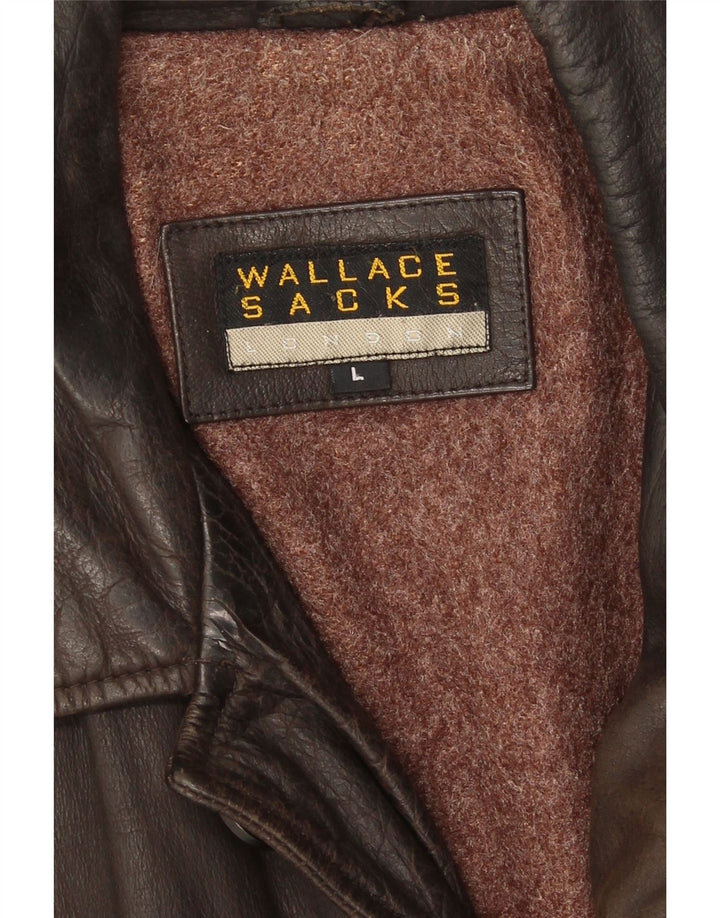 Wallace Sacks Mens Leather Jacket UK 40 Large Brown Leather