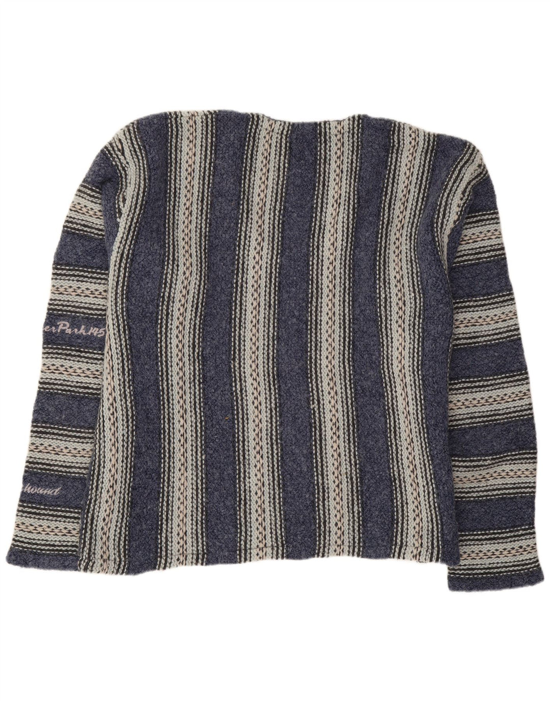 Foxhound Mens V-Neck Jumper Sweater Large Navy Blue Striped