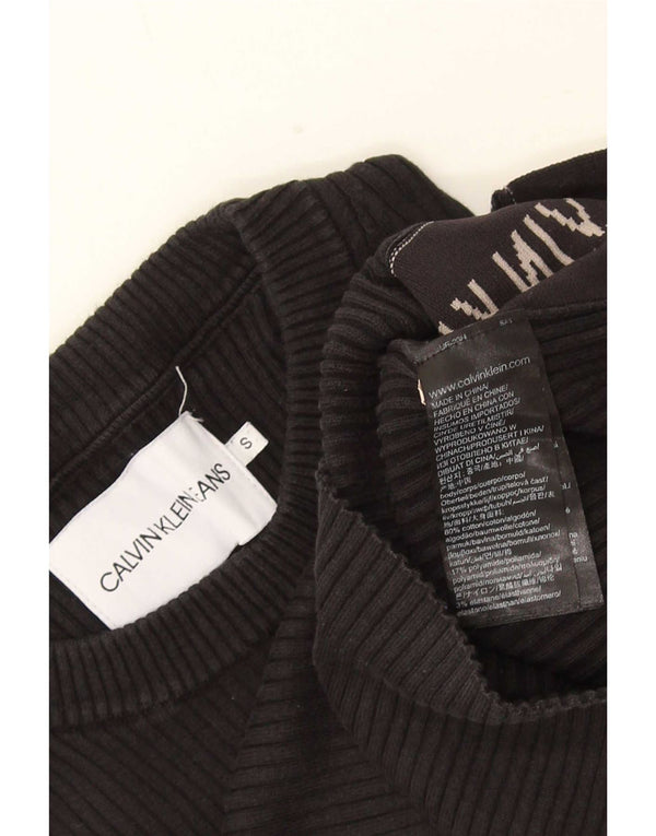 Calvin Klein Jeans Womens Graphic Top Long Sleeve UK 10 Small Black