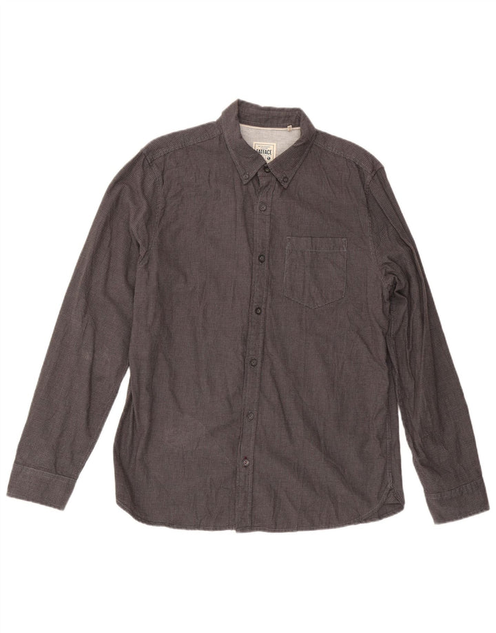 Fat Face Mens Regular Shirt Medium Grey Houndstooth Cotton
