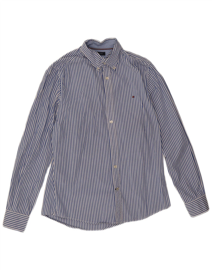 Tommy Hilfiger Mens Shirt Small Blue Striped Cotton