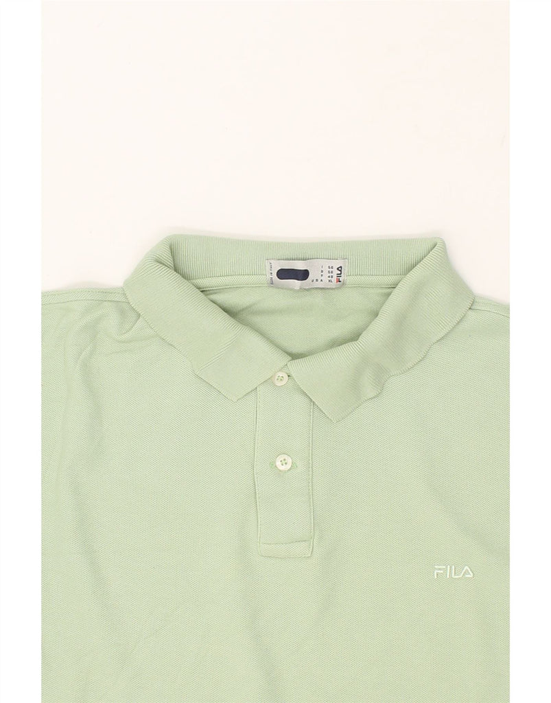 FILA Mens Long Sleeve Polo Shirt IT 56 XL Green Cotton | Vintage Fila | Thrift | Second-Hand Fila | Used Clothing | Messina Hembry 