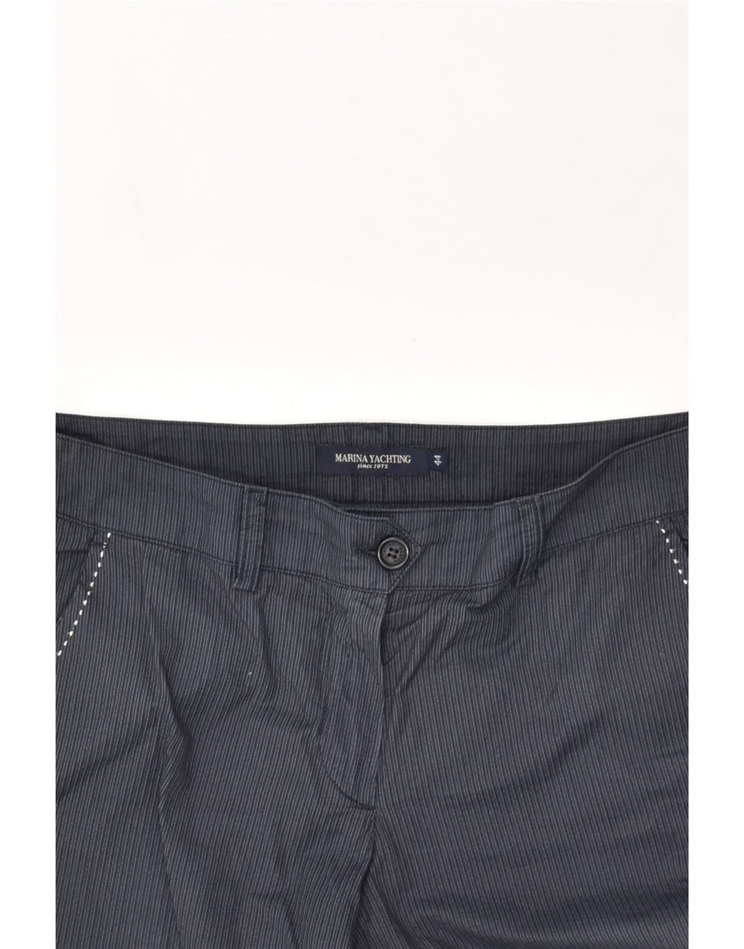 MARINA YACHTING Womens Slim Chino Trousers IT 44 Medium W30 L30  Navy Blue | Vintage Marina Yachting | Thrift | Second-Hand Marina Yachting | Used Clothing | Messina Hembry 