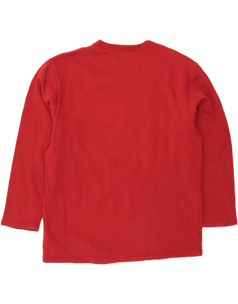 TOMMY HILFIGER Mens Graphic Sweatshirt Jumper XL Red Colourblock Cotton Vintage Tommy Hilfiger and Second-Hand Tommy Hilfiger from Messina Hembry 