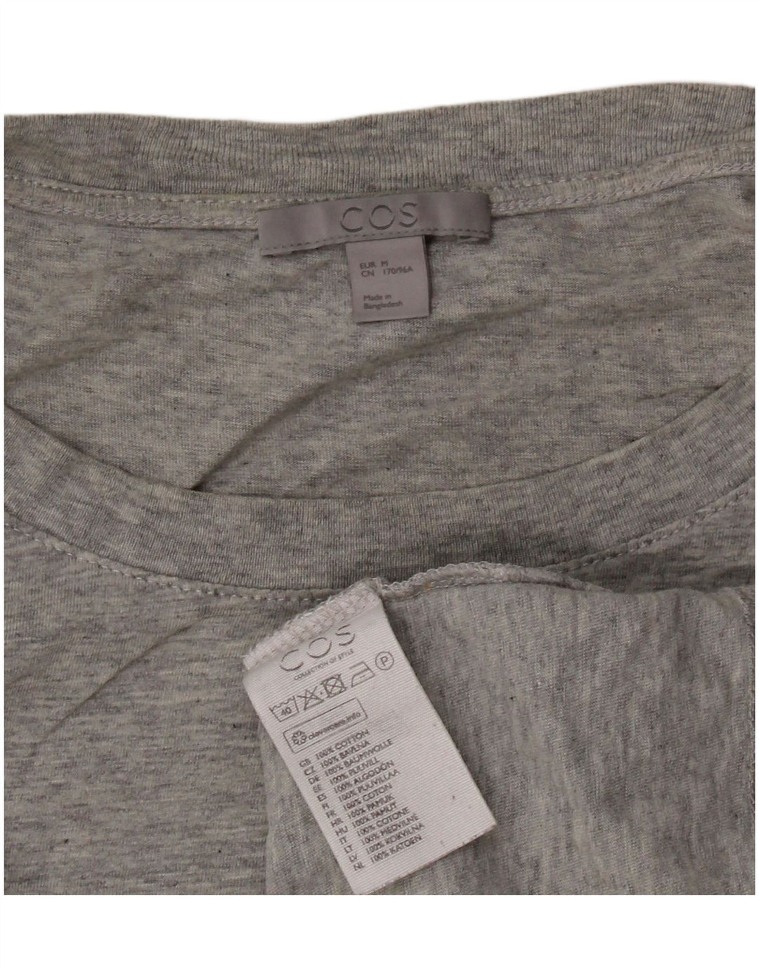 COS Womens T-Shirt Top UK 14 Medium Grey Flecked Cotton
