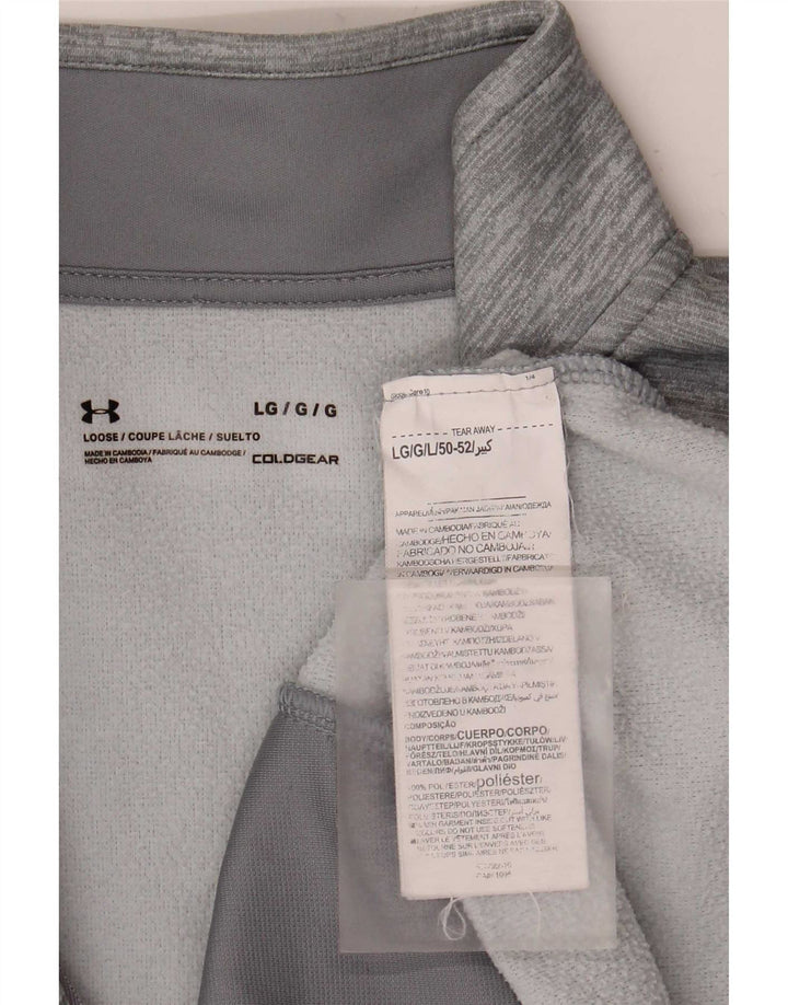 Under Armour Mens Graphic Zip Neck Sweatshirt Jumper Large Grey Flecked
