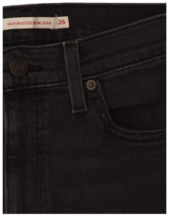 LEVI'S Womens Mom Jean Crop High Waist Jeans W26 L26 Grey Cotton