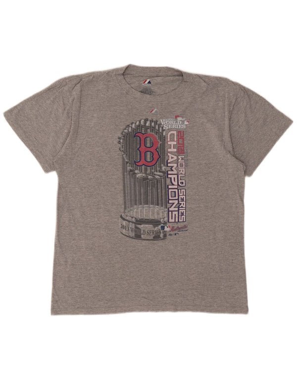 Majestic Mens Boston Red Sox Graphic T-Shirt Top Medium Grey Polyester