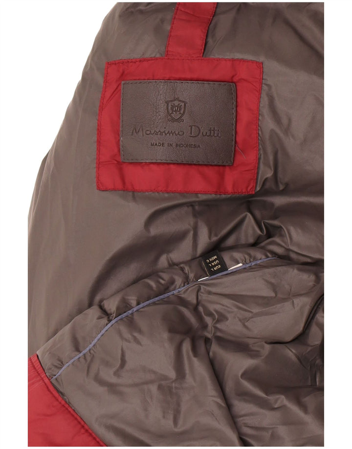 Massimo Dutti Womens Hooded Padded Jacket UK 14 Large Burgundy