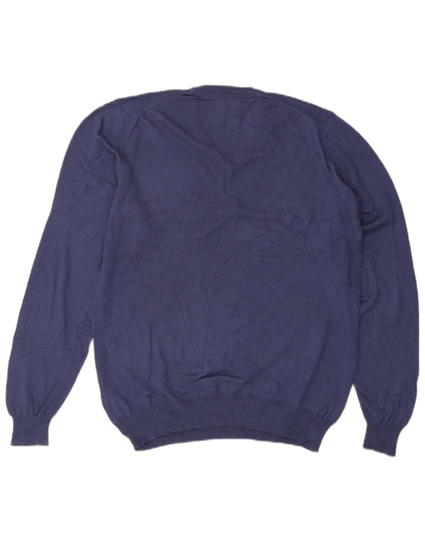 Marks & Spencer Mens Regular Fit V-Neck Jumper Sweater Medium Navy Blue