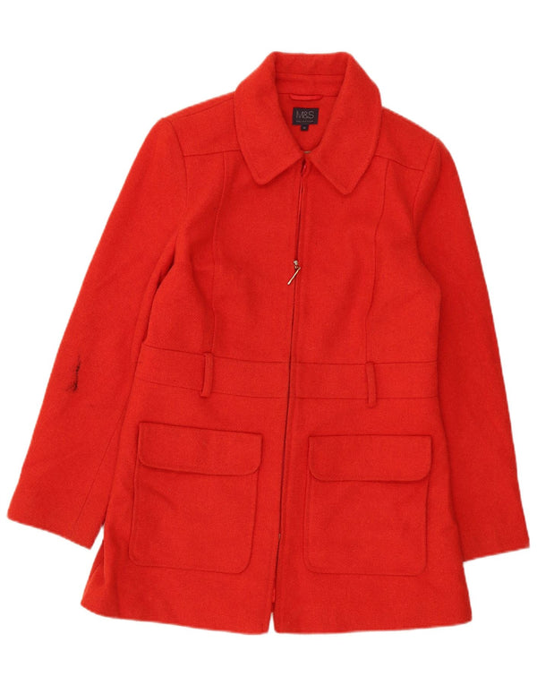 Marks & Spencer Womens Overcoat UK 12 Medium Red Acrylic
