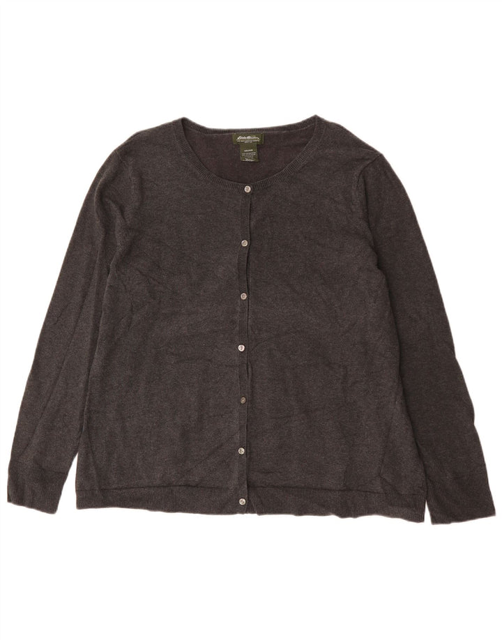 Eddie Bauer Womens Cardigan Sweater UK 20 2XL Grey Cotton