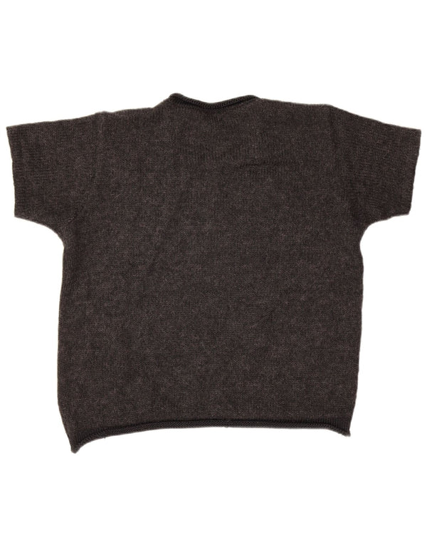 Les Copains Girls Crop Crew Neck Jumper Sweater 15-16 Years Grey