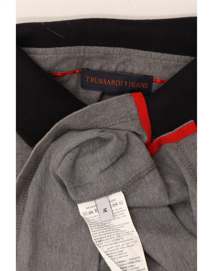 TRUSSARDI JEANS Mens Polo Shirt Medium Grey Cotton Vintage Trussardi Jeans and Second-Hand Trussardi Jeans from Messina Hembry 