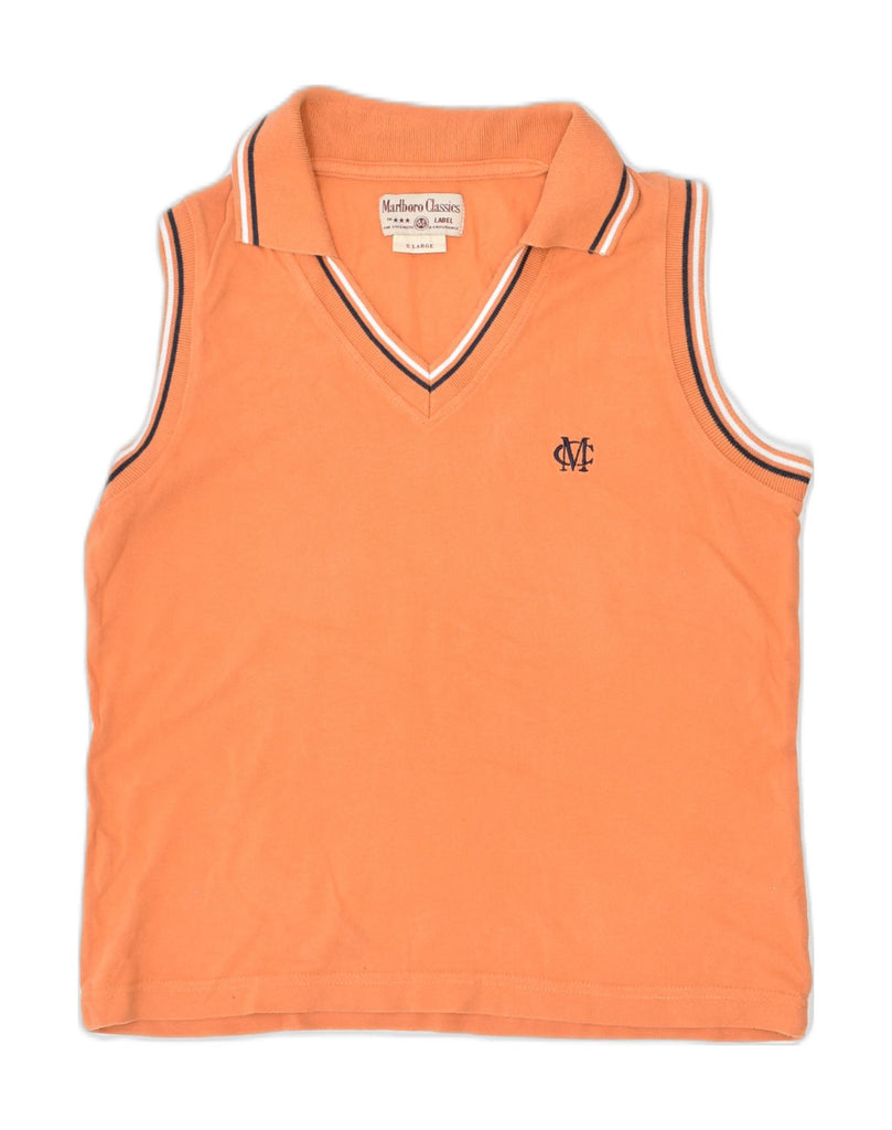 MARLBORO CLASSICS Womens Sleeveless Polo Shirt UK 18 XL Orange Cotton | Vintage | Thrift | Second-Hand | Used Clothing | Messina Hembry 