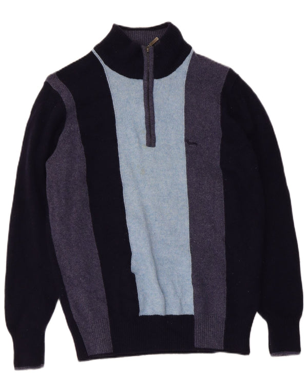 Harmont & Blaine Womens Zip Neck Jumper Sweater UK 12 Medium Navy Blue