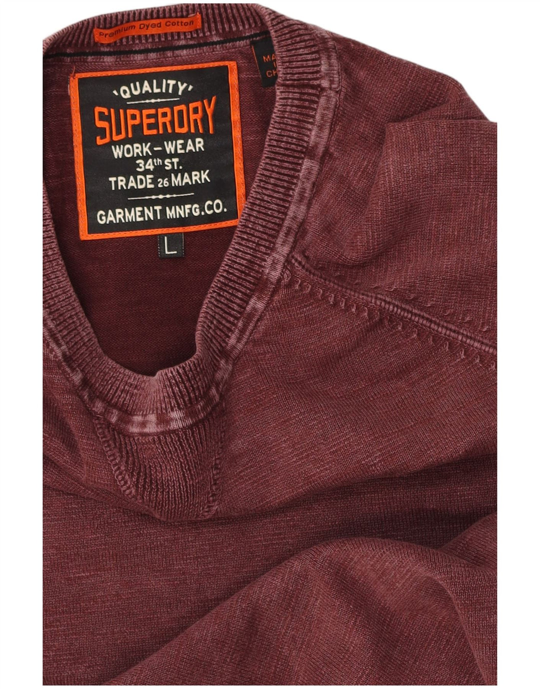 Superdry Mens Sweatshirt Jumper Large Burgundy Cotton