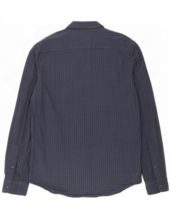 Jack Wills Mens Slim Fit Shirt Medium Navy Blue Gingham Cotton