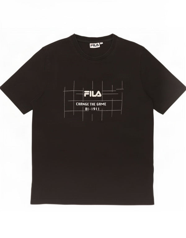 Fila Mens Graphic T-Shirt Top Medium Black Cotton