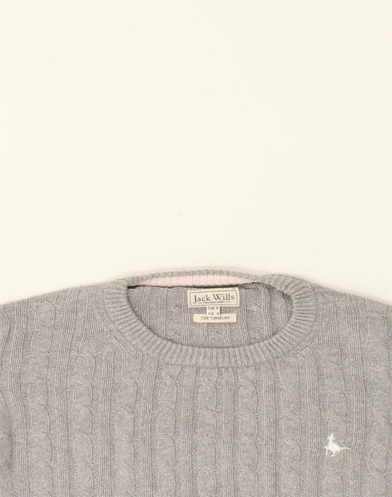 JACK WILLS Womens Crew Neck Jumper Sweater UK 8 Small Grey Cotton | Vintage Jack Wills | Thrift | Second-Hand Jack Wills | Used Clothing | Messina Hembry 