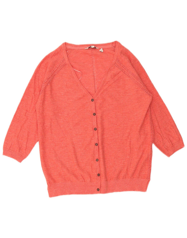 Fat Face Womens 3/4 Sleeve Cardigan Sweater UK 12 Medium Pink Flecked