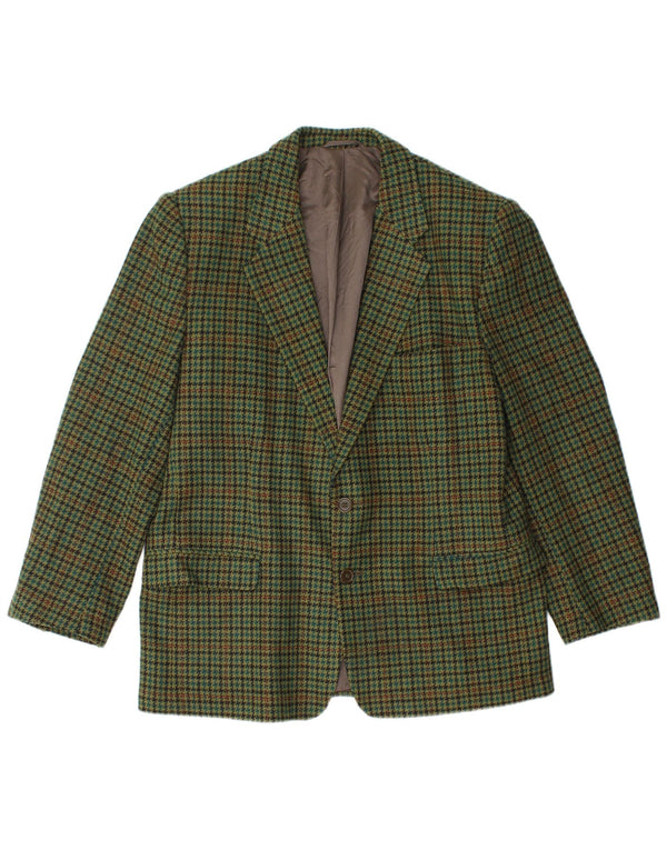 Vintage Mens 2 Button Blazer Jacket IT 50 Large Green Check New Wool