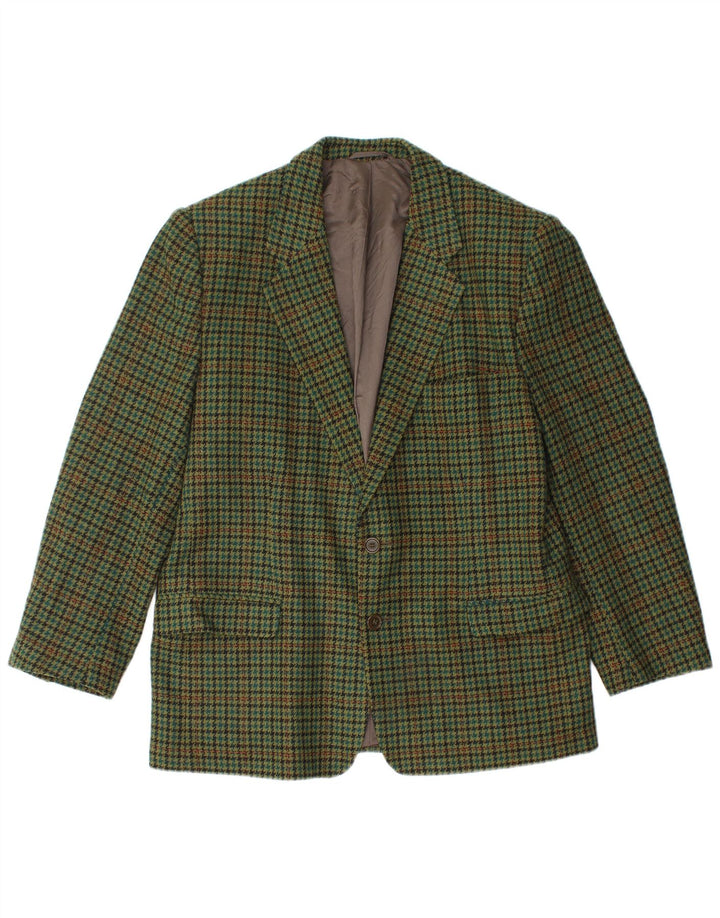 Vintage Mens 2 Button Blazer Jacket IT 50 Large Green Check New Wool
