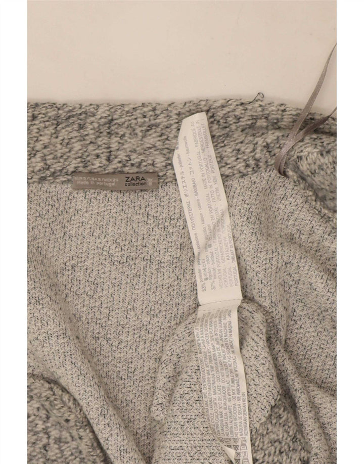 Zara Womens Oversized Longline Cardigan Sweater UK 10 Small Grey Flecked
