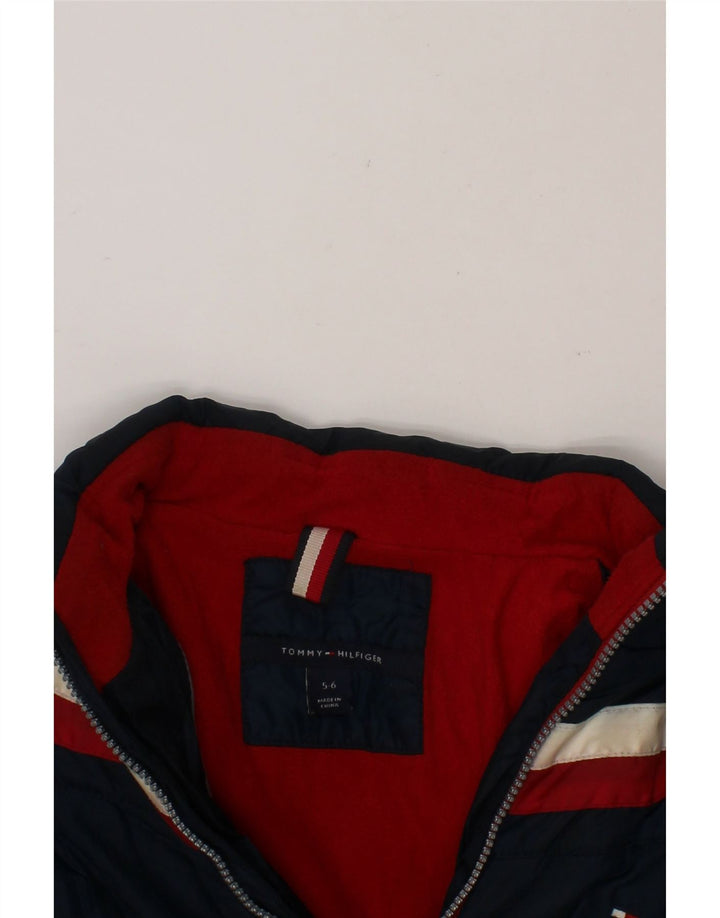 TOMMY HILFIGER Boys Graphic Padded Jacket 5-6 Years Navy Blue Colourblock Vintage Tommy Hilfiger and Second-Hand Tommy Hilfiger from Messina Hembry 