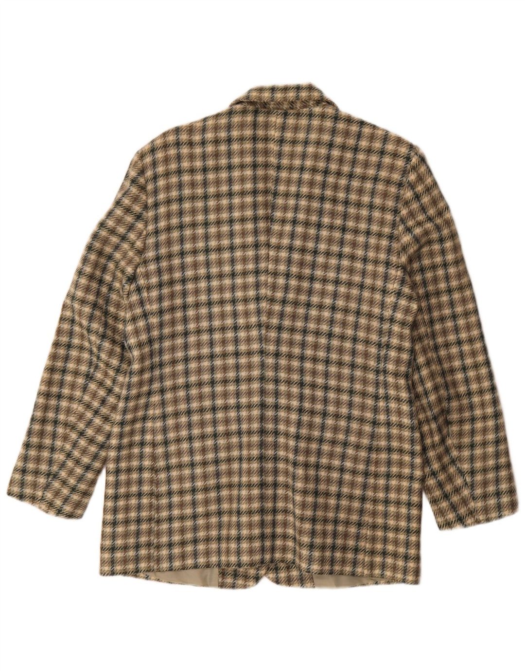 Vintage Womens 2 Button Blazer Jacket IT 44 Medium Khaki Check Wool