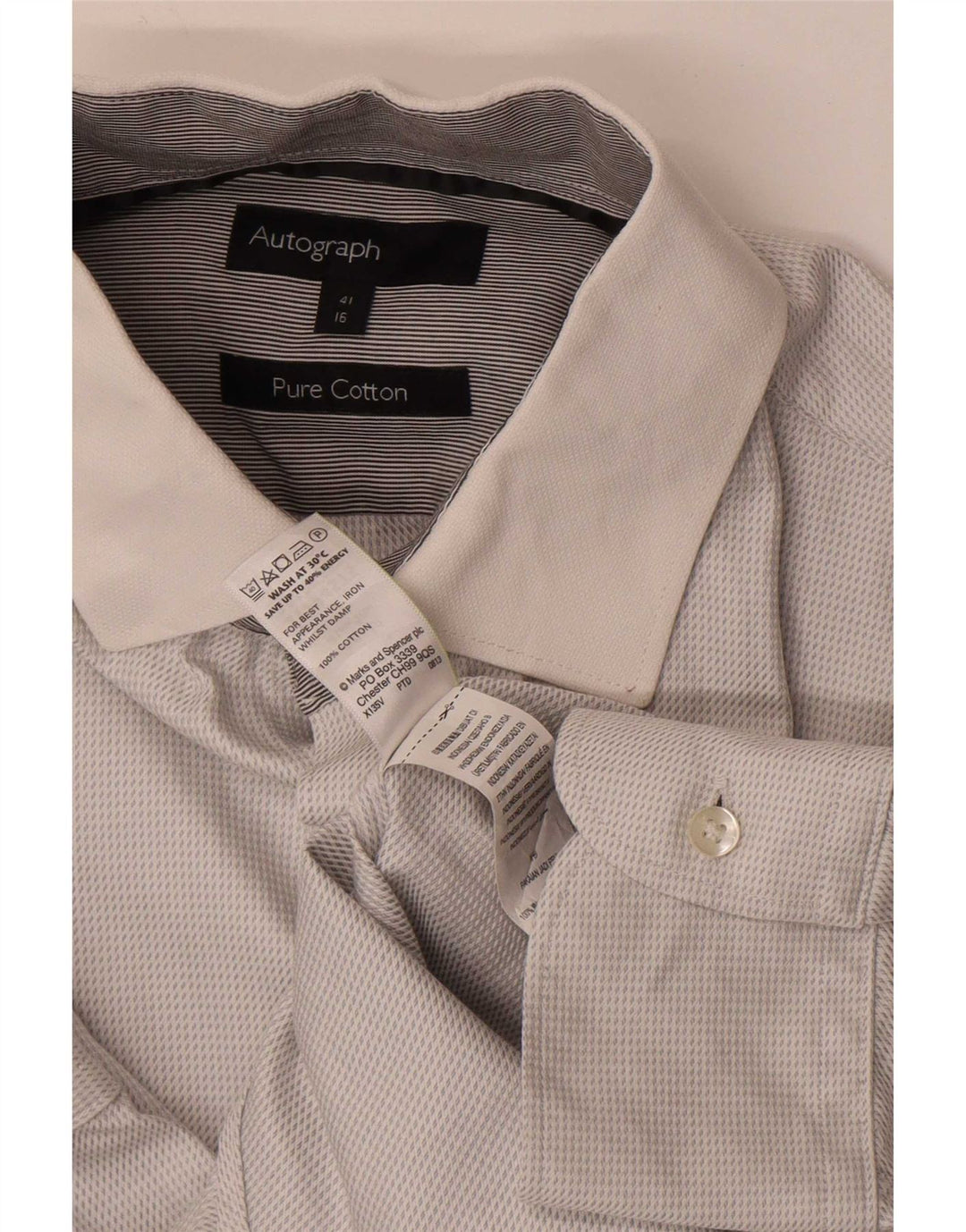Marks & Spencer Mens Autograph Shirt Size 41 Medium Grey Cotton