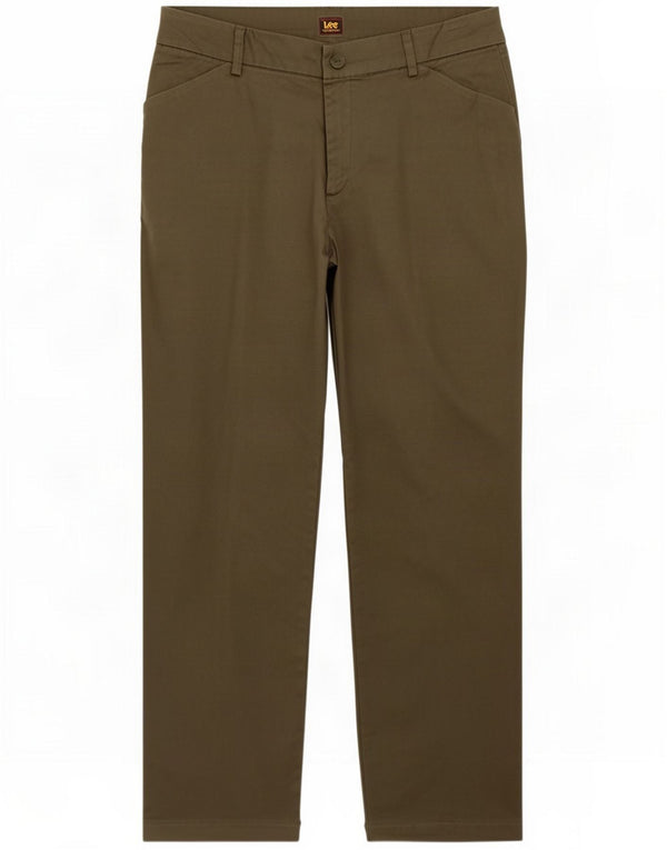 Lee Mens Straight Chino Trousers US 12 Large W36 L30 Khaki Cotton