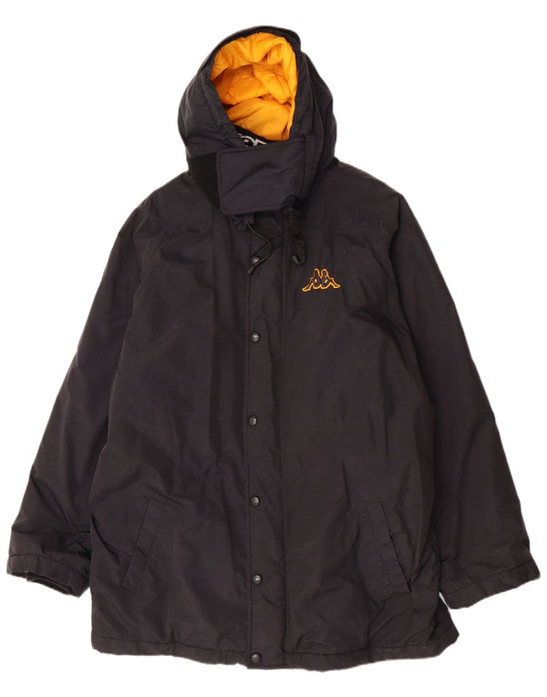 Kappa Mens Hooded Windbreaker Jacket UK 44 2XL Black Nylon