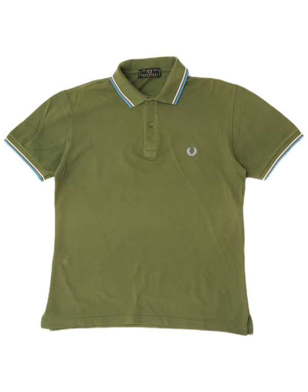 FRED PERRY Mens Polo Shirt Medium Green Cotton