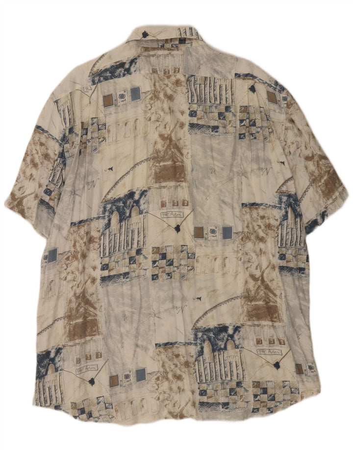 Aster Mens Short Sleeve Shirt XL Beige Patchwork