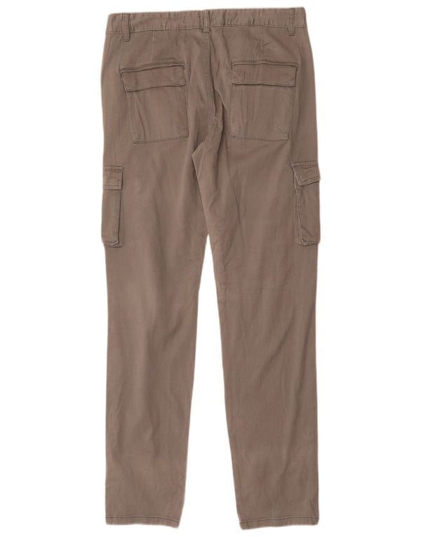 Brugi Mens Slim Cargo Trousers IT 50 Large W34 L34 Grey Cotton