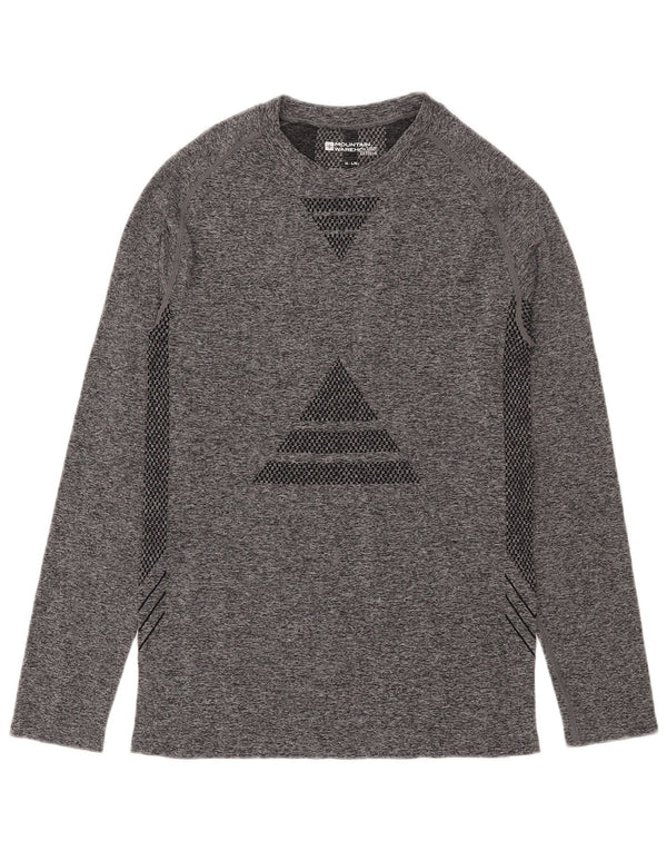 Mountain Warehouse Mens Top Long Sleeve Medium Grey Geometric Polyamide